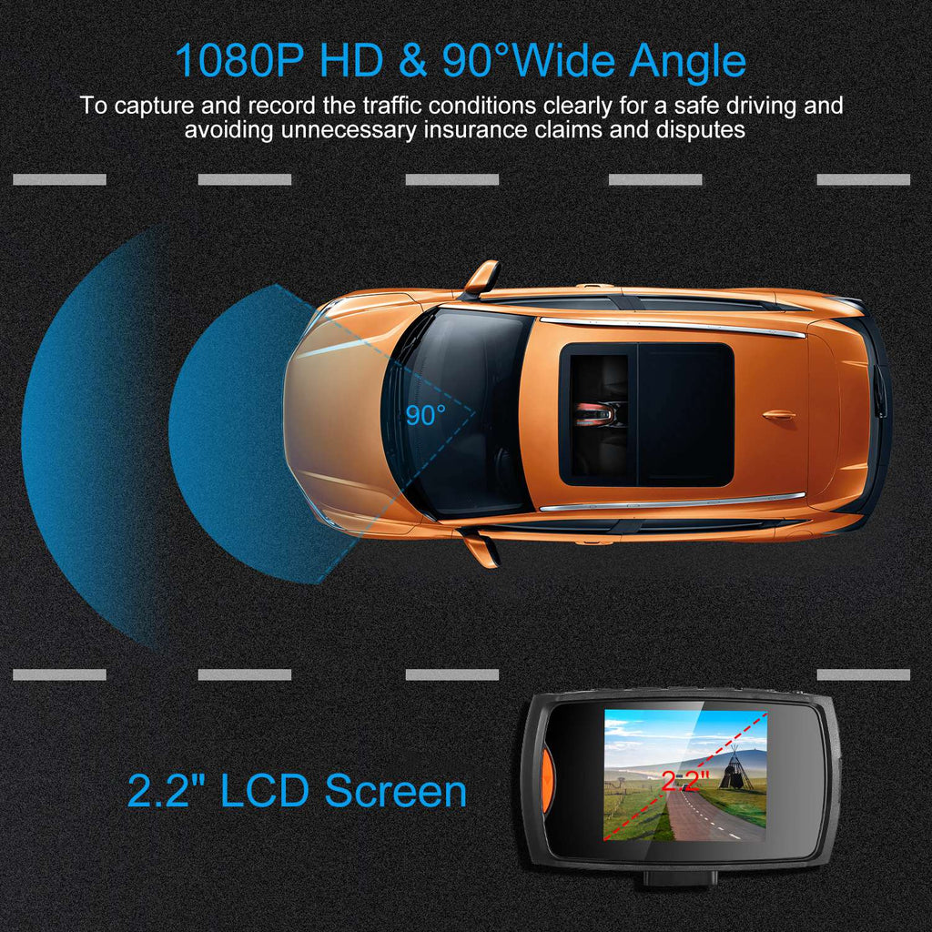 Dashcam Auto 1080P HD con Visione Notturna - Angolo 90°